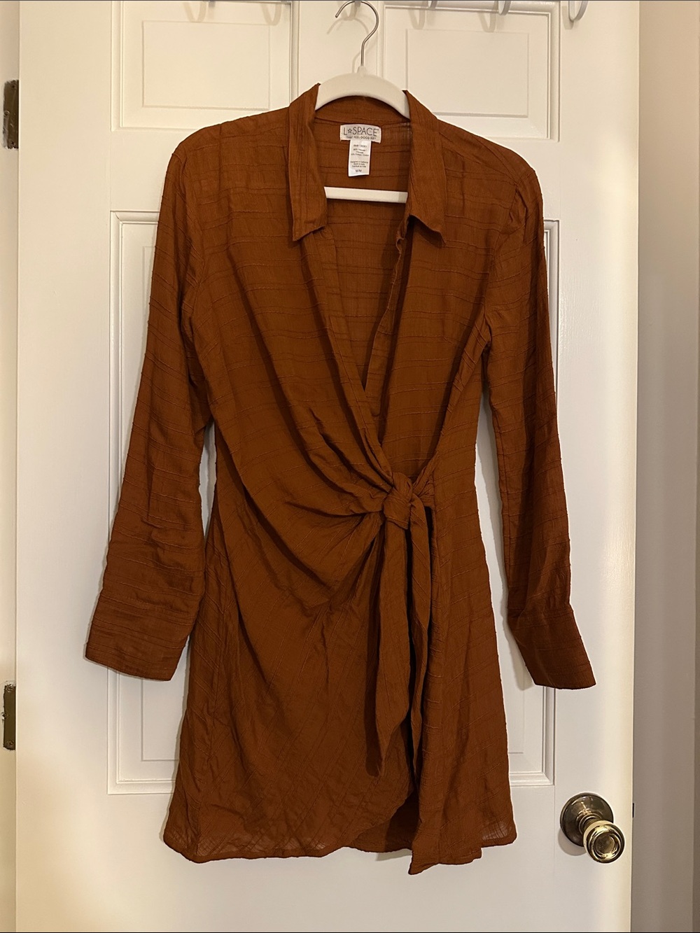 l*space Copper Wrap Long Sleeve Tie Dress